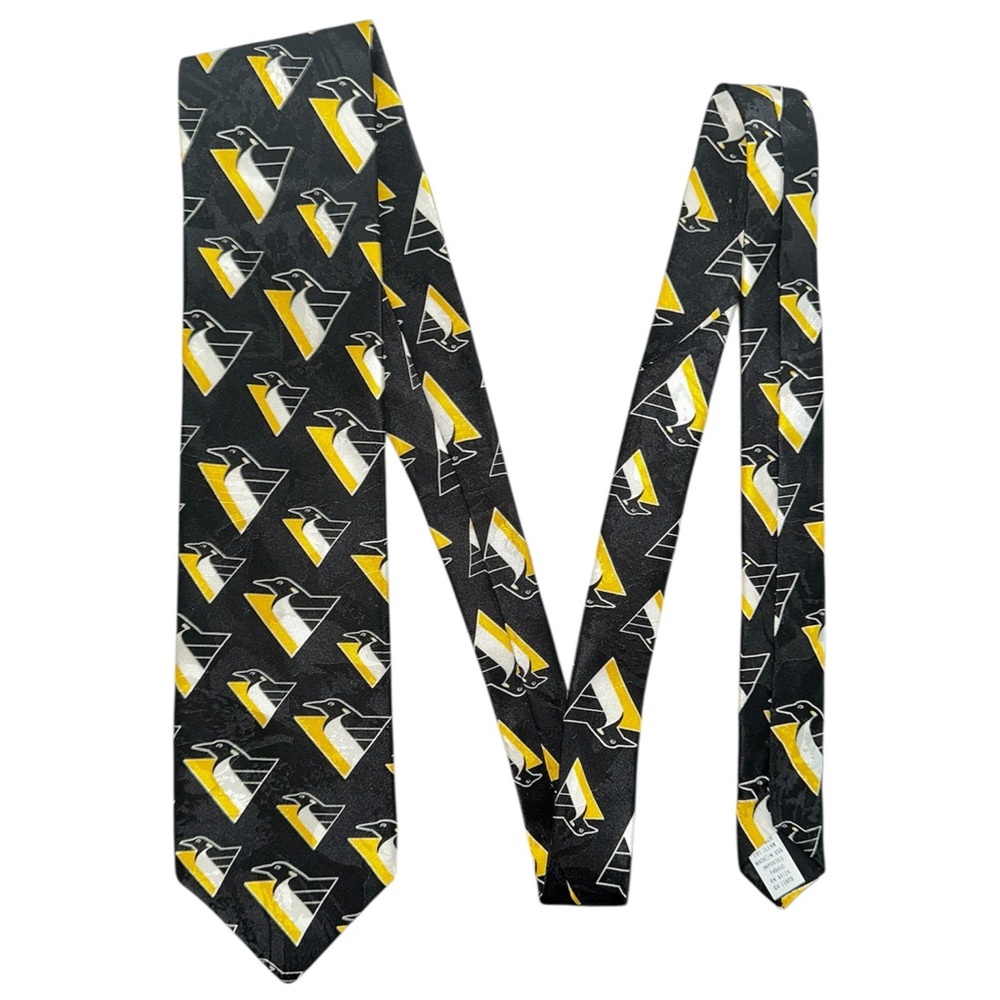 Vintage Ralph Marlin Tie RM Sport NHL Pittsburgh Penguins Silk Tie